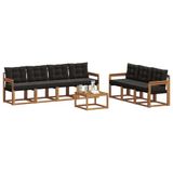 vidaXL Buiten bank set 8 st Naturel en Zwart