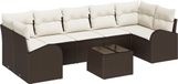vidaXL Banc de jardin 8 pièces Marron Poly rotin