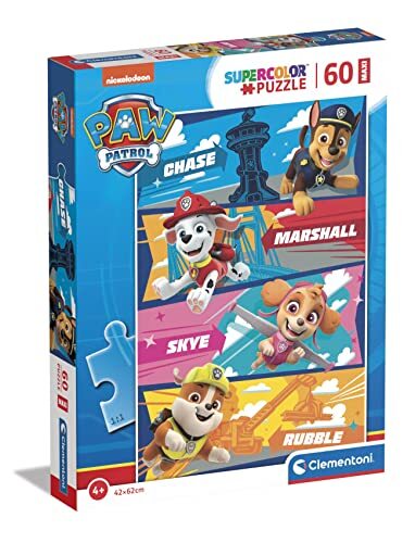 Clementoni - Paw Patrol Supercolor Patrol-60 stuks kinderen 4 jaar, puzzel cartoons Made in Italy, meerkleurig, 26592