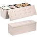 NK Opvouwbare Opbergpoef Bank 110x38x38cm Beige - Kist met Deksel 300kg | Hocker ottomane met uitneembare verdeler en gestoffeerde zitting. MDF E0 en stof voor hal of woonkamer.