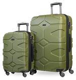 HAUPTSTADTKOFFER X-Kölln 2er Koffer-Set Trolley-Set Rollkoffer Reisekoffer, TSA, (S & L), Olivgrün