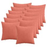 vidaXL Kussensloop - 12 stuks - HEERLEN - Rood - Oranje - 45 x 45 cm - corduroy