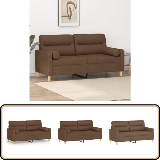 vidaXL Tweezitsbank met sierkussens 140 cm stof bruin