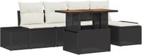 vidaXL Tuinbank Set 6-delig Zwart Polyrattan