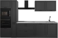 Vicco Complete keukeneenheid R-Line, Antraciet landelijk/Antraciet, 310 cm marmer werkblad