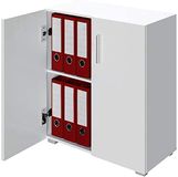 BAKAJI Sideboard met dubbele deur en 2 legplanken binnen, archiefkast, multifunctionele kast voor kantoor, keuken of badkamer, modern design, MDF-hout, afmetingen 77 x 31 x 60 cm (wit)