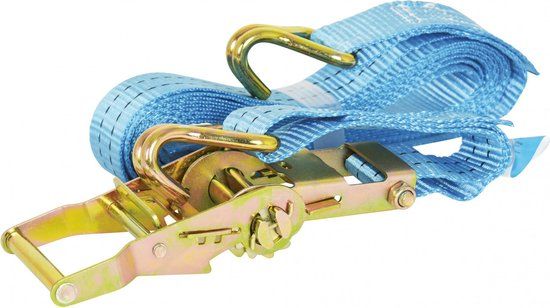 Carpoint Spanband met Ratel en Haken 7 Meter – 1000 kg Belastbaar – TÜV/GS Gekeurd – Sterke Transportband – Voor Aanhanger, Motor en Ladingzekering