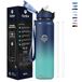 Grsta Thermosfles, 1 l, met rietje, BPA-vrij, gemakkelijk te openen, veilig slot, sportschool, lekvrij, drinkfles voor school, sport, camping, fietsen
