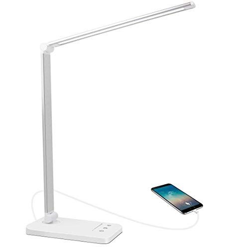 AUELEK Bureaulamp - LED Tafellamp met USB Oplading - 5 Kleurtemperaturen & 10 Helderheidsniveaus - Touch Control - Geheugenfunctie