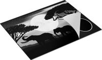 Chefcare Inductie Beschermer Olifanten Silhouet - Zwart Wit - 77x59 cm