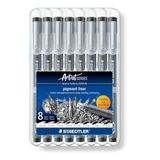 Staedtler 308 02-9 Fineliner Pigment Liner - Zwart (Pack van 10)