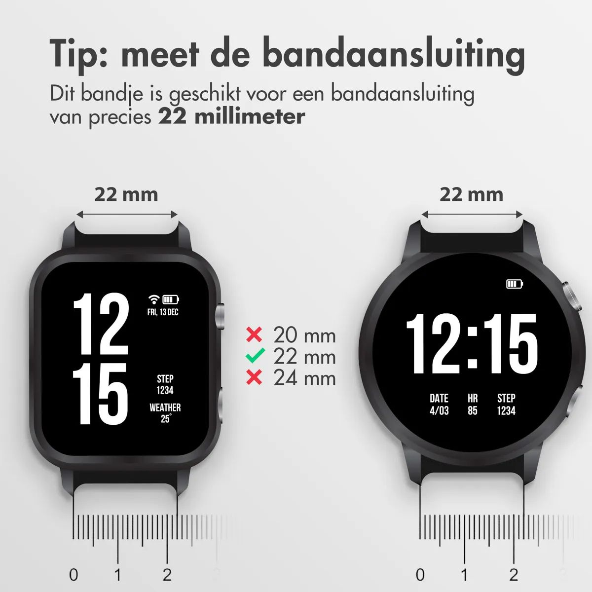 imoshion Modern leren bandje - Universeel 22 mm aansluiting - Bruin