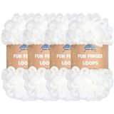JubileeYarn Fun Finger Loops Jumbo-garen, polyester, voor vlechten met de vingers, 100 g/bol, wit, 4 stuks