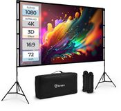 Lunaro Projectiescherm met Statief – 72 inch – 16:09 – Kreukelvrij – Wit/Zwart