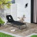 Transat Pliant Noir Jardin Chaise Longue Bain De Soleil Pour Lecture Extérieur, Confortable Et Robuste.