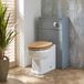 Hudson Reed Warwick WC-Ombouw 50cm lichtgrijs klassiek met reservoir, chromen spoelknop en Richmond staand toilet met eikeneffect toiletzitting