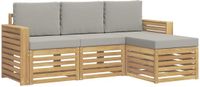 vidaXL Tuinset met 4 zitplaatsen, wit en lichtgrijs, polyester