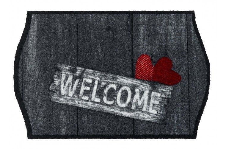 MD-Entree Elegance s1 welcome hearts - 50x50cm - Wit/Grijs/Rood