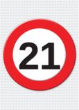 Bellatio Decorations Verjaardag deurposter - 21 jaar - stopbord - 59 x 84 cm