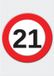Bellatio Decorations Verjaardag deurposter - 21 jaar - stopbord - 59 x 84 cm