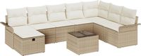 vidaXL Tuinbank Set 9-delig Beige en Crème Polyrattan