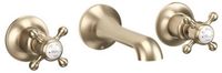Crosswater Belgravia Wastafelkraan - inclusief inbouwdeel - 3 gats - kruisgreep - 14.1cm uitloop - geborsteld messing (goud)