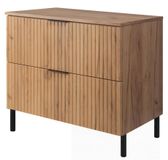 3xE living Meuble vasque 80 cm, chêne artisanal doré, plan artisanal, pieds noirs