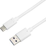 PremiumCord USB 3.2 Gen 2 verbindingskabel, datakabel SuperSpeed tot 10 Gbit/s, oplaadkabel tot 3 A, vermogen 60 W, USB type A stekker naar USB type C-stekker, kleur wit, lengte 0,5 m