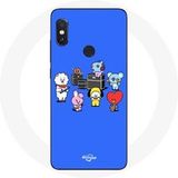 Maniacase Hoesje voor Xiaomi Redmi Note 5 Pro BTS BT21 Tata Chimmy Cooky Rj Koya Shooky Et Mang Play Music Blue Background