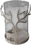 Mansion Atmosphere Theelichthouder rendier wit 9x9x13,5cm