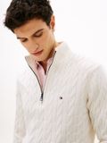 Tommy Hilfiger Heren Gebreide Trui XL Creme Biologisch Katoen Ronde Hals Lange Mouw Regular Fit Casual