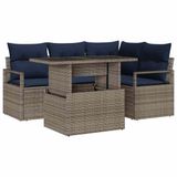 vidaXL Tuinbank Set 5-stuks 4-Aantal zitplaatsen Grijs en Marineblauw