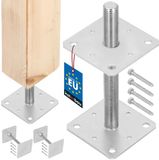 KOTARBAU® 2 stuks Paalhouder, Paalvoet, Verzinkt Staal, 160 x 160 x 250 mm, M24, Zilver, Paalsteun, Regelbare Paalhouder, voor Beton, Verstelbare Paalvoet, Gegalvaniseerde Paaldrager