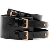AllSaints Elodie Double Belt Noir/laiton chaud Taille: XS
