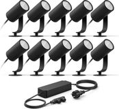 Philips Hue Lily Basisset van 10 Tuinspots (Antraciet) - Wit en Gekleurd Licht - Incl. 1 Voedingskabel - Tuinverlichting - Hue White and Color Ambiance
