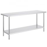 VEVOR Table de Travail en Acier Inoxydable 61x182,9x86,4 cm