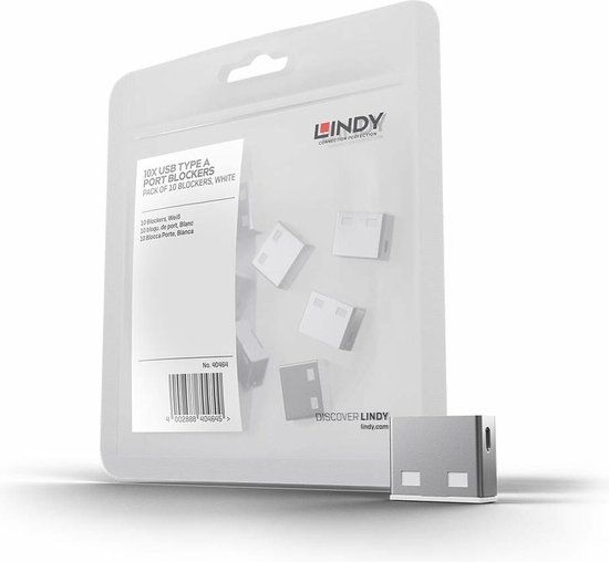 Lindy USB Port Blocker - USB-poortblokker - wit (pak van 10)