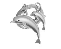 METALMORPHOSE - Sleutelhanger dolfijn en zijn baby - MTM145-06, zilver, één maat