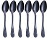 Unyqoos® Élégantes et intemporelles cuillères à dessert noires en acier inoxydable, 6 pièces