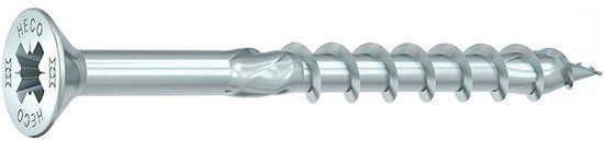 HECO TOPIX-Plus spaanplaatschroef 4,5x70mm - platkop - verzinkt - deeldraad - PZD 2 - 60774 (Per 200 stuks)