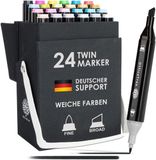 OfficeTree 24er Set Twin Marker Duo-Fasermaler Weiche Farben