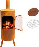 BonFeu BonTino Lp Tuinhaard Roest Staal - Houtkachel - Tuinkachel voor Sfeervolle Avonden - 35x35x164 cm