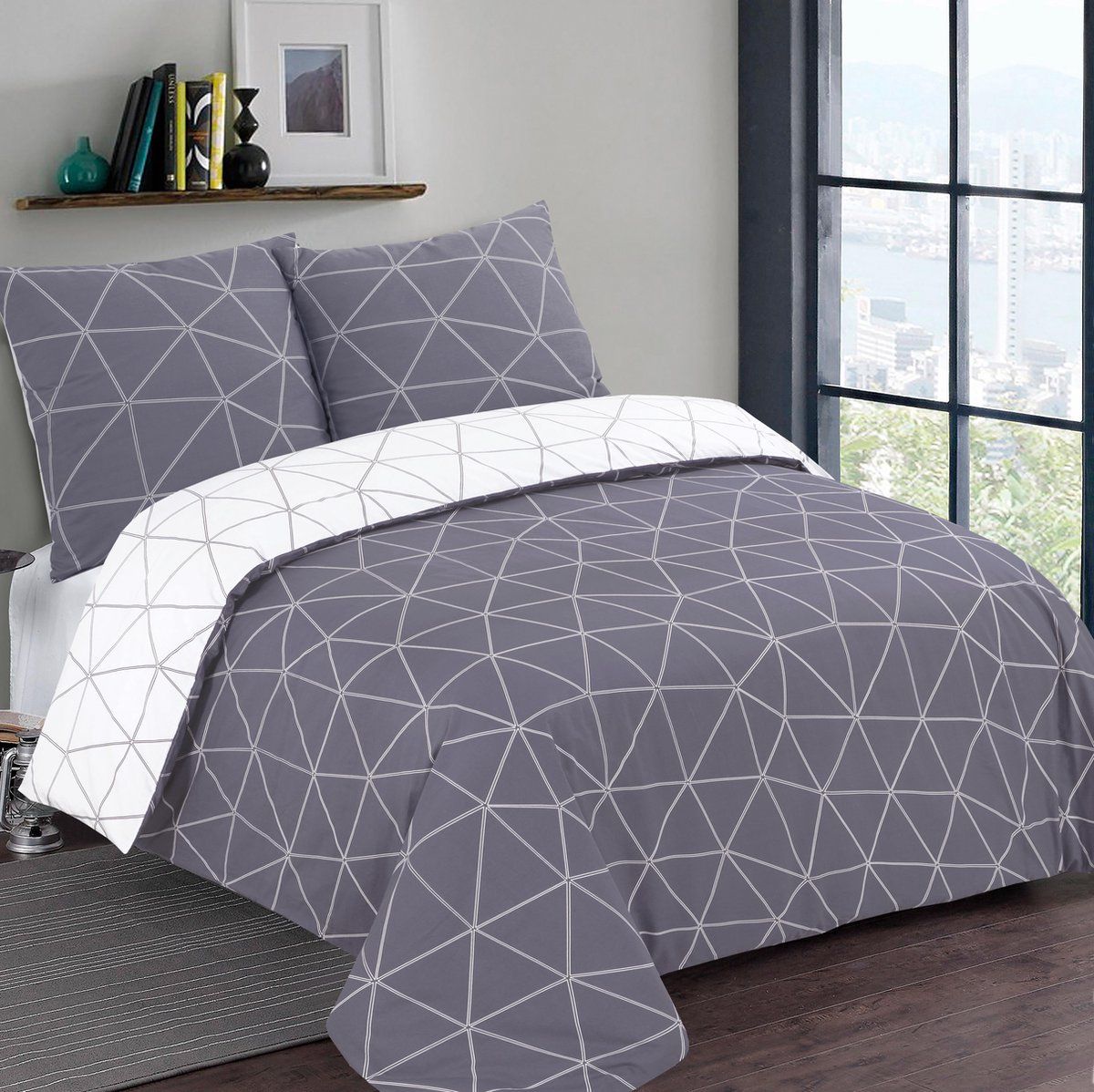 Vision Home VISION Hugo grijs - omkeerbaar dekbedovertrek - 200x200cm - 100% katoen