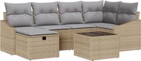 vidaXL - Bankstel - met - kussen - met - opslag - Beige - en - Lichtgrijs - poly - rattan