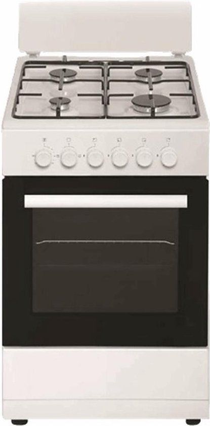 OK. OFC 14116 - Vrijstaand gasfornuis - 4 kookzones - Wit/Zwart