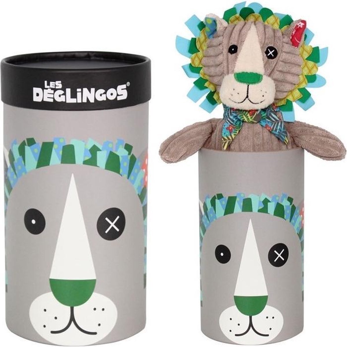 Les Deglingos Knuffel Leeuw In Doos Bruin 33 Cm