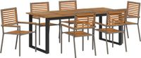 vidaXL Tuin Eettafel Set 7-delig Grijs Massief Acacia Hout