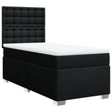 vidaXL Boxspring met matras, stof, zwart, 90x200 cm