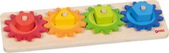 Goki 58295 - Vormsorteerspel met tandwielen - 13-delig houten motoriek speelgoed met steek- en sorteerfunctie