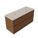 Saniclass Holz Frame Badkamermeubelset - 120x45x63cm - Travertine natuurstenen topblad - 2 kraangaten - 2 lades - mat walnut pure (hout) SW1578610/SW1242432